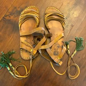 Free People Brown Leather Gladiator Sandal